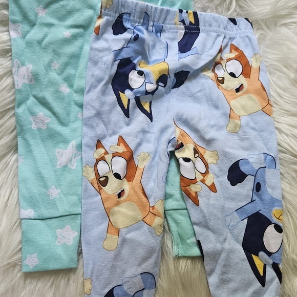 Playful Cartoon Print Kids Pajama Set - Light Blue and Mint - Picture 2 of 2